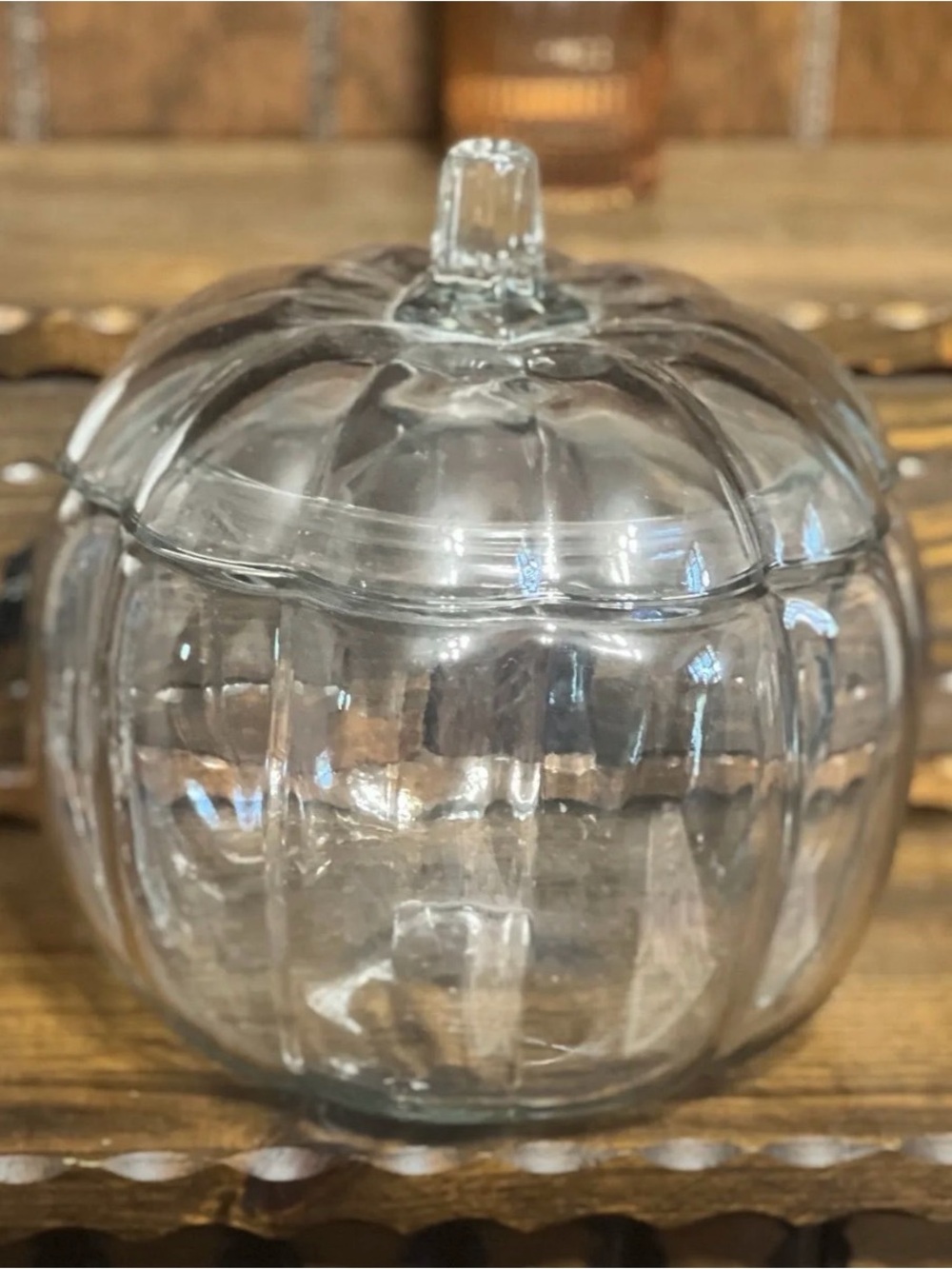 Anchor Hocking Clear Glass Pumpkin Candy Jar
